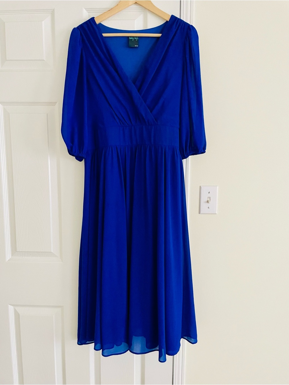 Gabby Skye Royal Blue Midi Wrap Dress